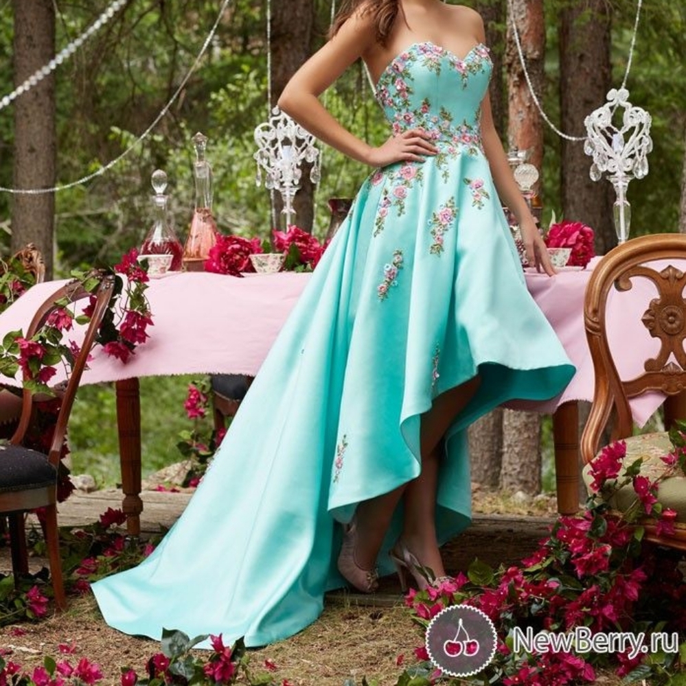 Mori Lee High Low Prom Dress Flowers